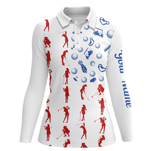 Load image into Gallery viewer, American flag golf icons women golf polo shirts custom patriotic white ladies golf tops NQS6394