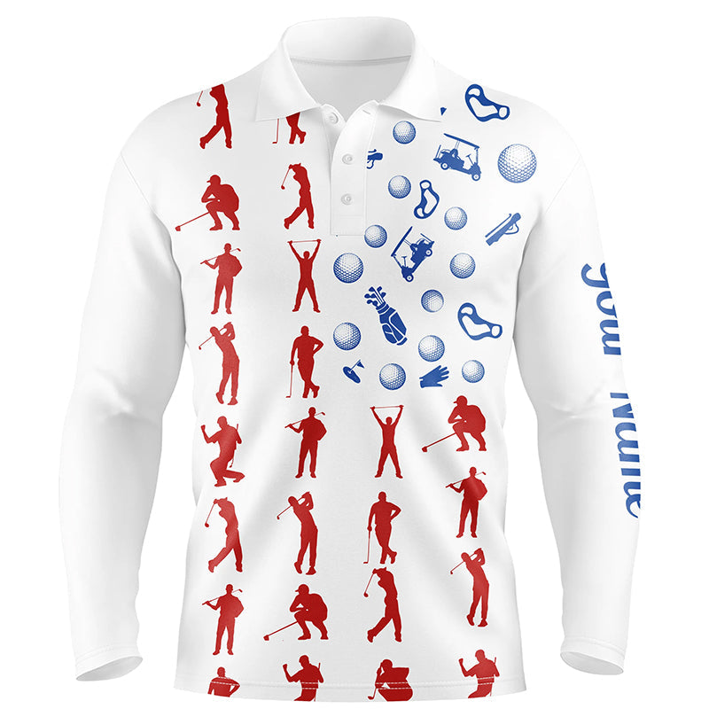 American flag golf icons mens golf polo shirts custom mens patriotic polo shirts, golfing gifts NQS6394