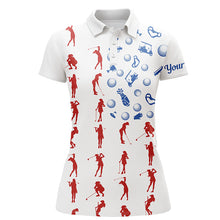 Load image into Gallery viewer, American flag golf icons women golf polo shirts custom patriotic white ladies golf tops NQS6394