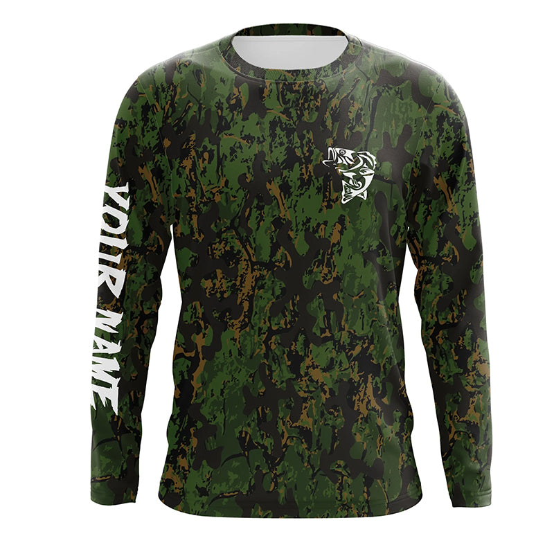 Bass fishing green camouflage Custom fishing Shirts jersey
