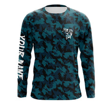 Load image into Gallery viewer, Bass fishing blue camouflage Custom fishing Shirts jersey, camo fishing apparel NQS4934