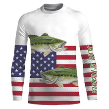 Load image into Gallery viewer, Largemouth Bass Fishing American Flag Patriotic 4th of July Customize name All over print shirts NQS476