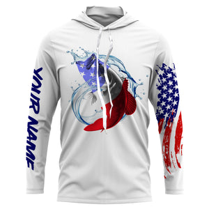 Largemouth bass fishing American flag patriotic Custom Name UV protection UPF 30+ fishing jersey NQS2972