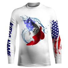 Load image into Gallery viewer, Largemouth bass fishing American flag patriotic Custom Name UV protection UPF 30+ fishing jersey NQS2972