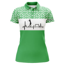 Load image into Gallery viewer, Womens golf polo shirt golf heartbeat custom name leopard pattern golf shirt, womens golf gift ideas NQS4959