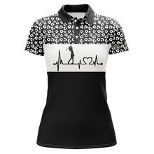 Load image into Gallery viewer, Womens golf polo shirt golf heartbeat custom name leopard pattern golf shirt, womens golf gift ideas NQS4959