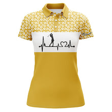 Load image into Gallery viewer, Womens golf polo shirt golf heartbeat custom name leopard pattern golf shirt, womens golf gift ideas NQS4959