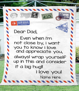 To my hero dad Custom Thoughtful Letter Blanket great gifts ideas for father's day - personalized sentimental unique gifts for dad from son or from daughter - NQAZ12