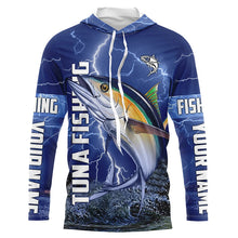 Load image into Gallery viewer, Tuna Fishing blue lightning jerseys custom performance Long Sleeve tournament fishing shirts NQS6413