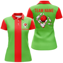 Load image into Gallery viewer, Personalized Red Green Christmas Bowling Polo shirt For women custom vintage bowling team jerseys NQS6882