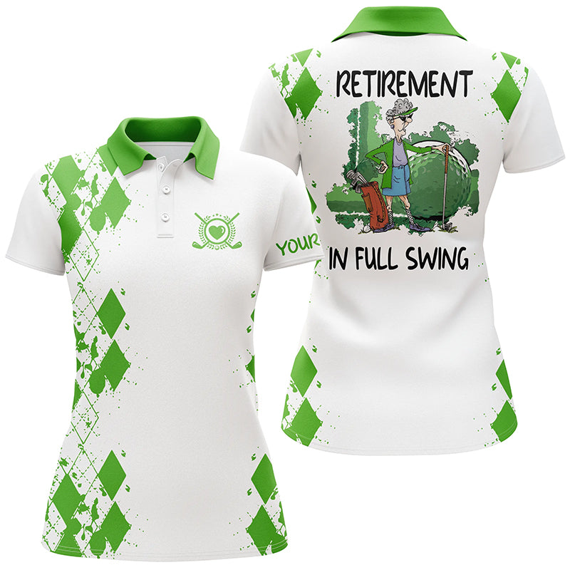 Funny Womens golf polos shirts custom retirement in full swing, Mother's day gifts for mom| Multicolor NQS5295