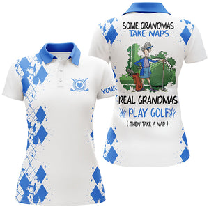 Womens golf polos shirts custom real granmas play golf take nap, golf gift for grandma | Multicolor NQS5297
