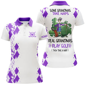 Womens golf polos shirts custom real granmas play golf take nap, golf gift for grandma | Multicolor NQS5297