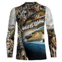 Load image into Gallery viewer, Walleye Fishing camo Customize name long sleeves UPF 30+, fishing performance shirt NQS929