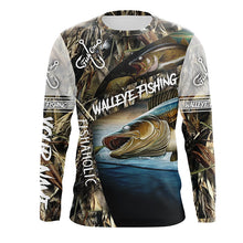 Load image into Gallery viewer, Walleye Fishing camo Customize name long sleeves UPF 30+, fishing performance shirt NQS929
