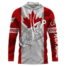 Load image into Gallery viewer, Customized Canada long sleeve fishing shirts Canada Flag Fish hook skull performance fishing shirts NQS3324