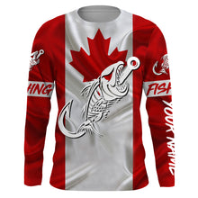 Load image into Gallery viewer, Customized Canada long sleeve fishing shirts Canada Flag Fish hook skull performance fishing shirts NQS3324