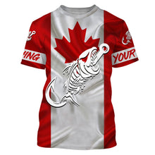 Load image into Gallery viewer, Customized Canada long sleeve fishing shirts Canada Flag Fish hook skull performance fishing shirts NQS3324