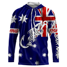 Load image into Gallery viewer, Customized Australian long sleeve fishing shirts Australian Flag Fish hook skull performance shirts NQS3325