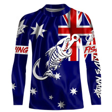 Load image into Gallery viewer, Customized Australian long sleeve fishing shirts Australian Flag Fish hook skull performance shirts NQS3325