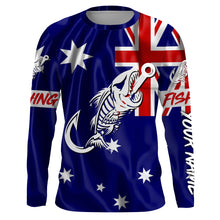 Load image into Gallery viewer, Customized Australian long sleeve fishing shirts Australian Flag Fish hook skull performance shirts NQS3325