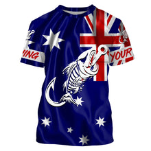 Load image into Gallery viewer, Customized Australian long sleeve fishing shirts Australian Flag Fish hook skull performance shirts NQS3325