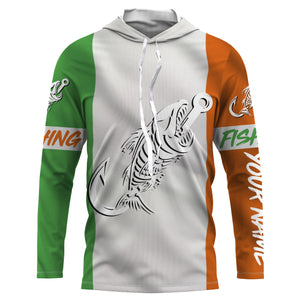 Customized Ireland long sleeve fishing shirts Ireland Flag Fish hook skull performance shirts NQS3326