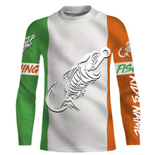 Load image into Gallery viewer, Customized Ireland long sleeve fishing shirts Ireland Flag Fish hook skull performance shirts NQS3326