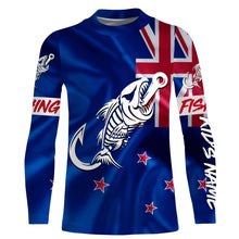 Load image into Gallery viewer, Customized New Zealand long sleeve fishing shirts New Zealand Flag Fish hook skull performance shirts NQS3328