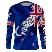 Load image into Gallery viewer, Customized New Zealand long sleeve fishing shirts New Zealand Flag Fish hook skull performance shirts NQS3328