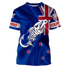 Load image into Gallery viewer, Customized New Zealand long sleeve fishing shirts New Zealand Flag Fish hook skull performance shirts NQS3328