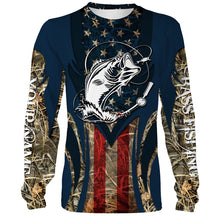 Load image into Gallery viewer, Largemouth Bass Fishing 3D American Flag Customize name All over print shirts NQS491