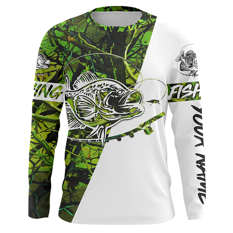 Crappie Fishing Green Camo fishing Tattoo Custom Name sun protection long sleeve fishing shirts for men NQS593