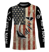 Load image into Gallery viewer, US Fishing 3D Fish Hook American Flag patriotic fish on UV protection customize long sleeves fishing apparel NQS1343