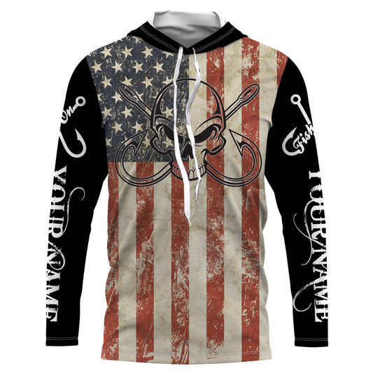 Fish Reaper Fishing American flag patriotic Custom Name 3D All over Printed UV Protection Shirts NQS2988