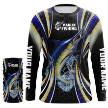 Load image into Gallery viewer, Blue Marlin saltwater Offshore fishing black scales Custom sun protection fishing jersey NQS3506