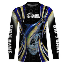 Load image into Gallery viewer, Blue Marlin saltwater Offshore fishing black scales Custom sun protection fishing jersey NQS3506