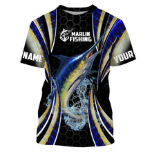 Load image into Gallery viewer, Blue Marlin saltwater Offshore fishing black scales Custom sun protection fishing jersey NQS3506