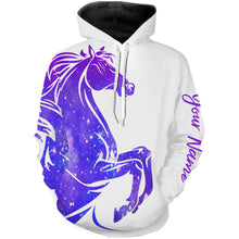 Load image into Gallery viewer, Love Horse purple galaxy Custom All over print Shirts, personalized horse shirt for girl, gift for horse lovers - NQS2689