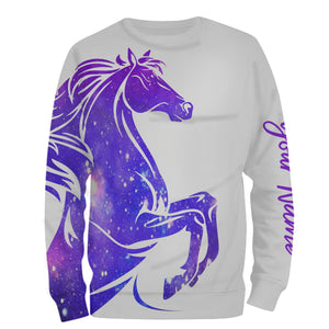 Love Horse purple galaxy Custom All over print Shirts, personalized horse shirt for girl, gift for horse lovers - NQS2689