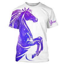 Load image into Gallery viewer, Love Horse purple galaxy Custom All over print Shirts, personalized horse shirt for girl, gift for horse lovers - NQS2689