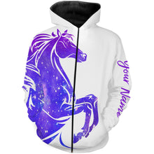 Load image into Gallery viewer, Love Horse purple galaxy Custom All over print Shirts, personalized horse shirt for girl, gift for horse lovers - NQS2689