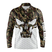 Load image into Gallery viewer, Long sleeve camo Golf skull Polo Shirts for Men custom golf shirts, gifts for golf lovers NQS3342