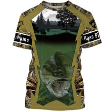 Load image into Gallery viewer, Largemouth Bass Fishing Customize Name Camo 3D All Over Printed Shirts Personalized Gift For Adult And Kid NQS502