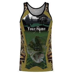 Largemouth Bass Fishing Customize Name Camo 3D All Over Printed Shirts Personalized Gift For Adult And Kid NQS502