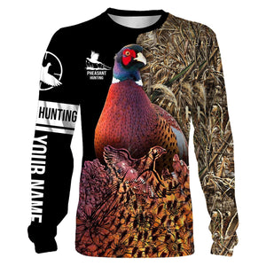 Pheasant Hunting Camo Customize Name 3D All Over Printed Shirts Personalized Hunting gift For Adult And Kid NQS631