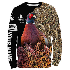 Pheasant Hunting Camo Customize Name 3D All Over Printed Shirts Personalized Hunting gift For Adult And Kid NQS631