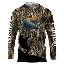 Load image into Gallery viewer, Catfish Fishing camo customized name performance fishing shirt UPF 30+ NQS887