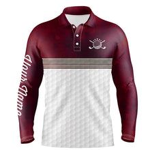 Load image into Gallery viewer, Red and white Mens golf polo shirts custom name golf shirts for men, personalized golf gifts NQS6450