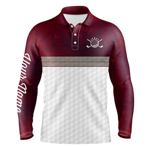 Red and white Mens golf polo shirts custom name golf shirts for men, personalized golf gifts NQS6450